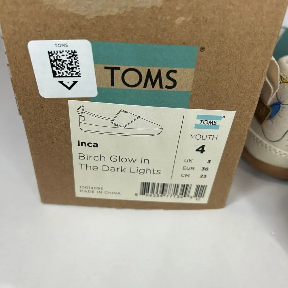 New Toms birch Glow in the dark slip on shoes youth size 4